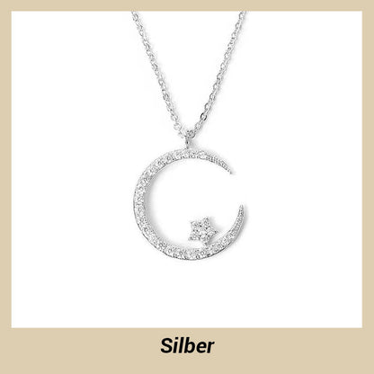 Collar brillante con luna y estrellas.