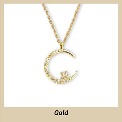 Collar brillante con luna y estrellas.